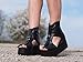 Adrenaline Fashion Black Genuine Leather High Top Platform Wedge Sandals for Women | Handmade Black Open Toe Boot Sandals with Cut-Out Design | Sizes 5 to 9 US
