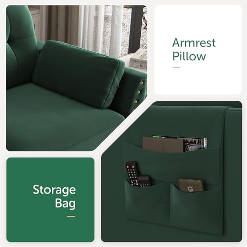 image for HONBAY Velvet Convertible Sectional Sofa L Shaped Couch with Storage O