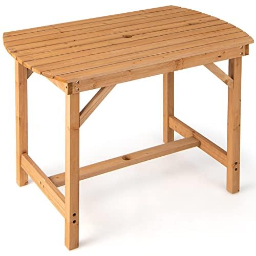 Generisch 10923NP-BN - Tavolo da giardino in legno di abete naturale, 100 x 60 x 75 cm
