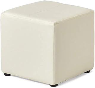 Taburete otomano de cuero para tienda de ropa, dormitorio, taburete de zapatos, color blanco