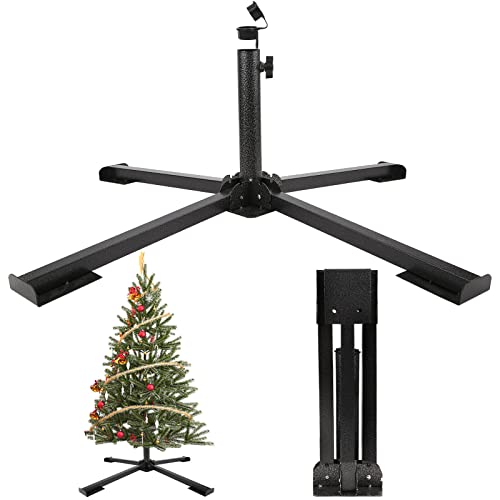 Artificial Christmas Tree Stand, Fake Christmas Tree Stand for 1inch-1.42 Inch Tree Pole and Up to 10ft Christmas Tree, Black Artificial Christmas Tree Stand, Fake Christmas Tree Stand for 1inch-1.42 Inch Tree Pole and Up to 10ft Christmas Tree, Black