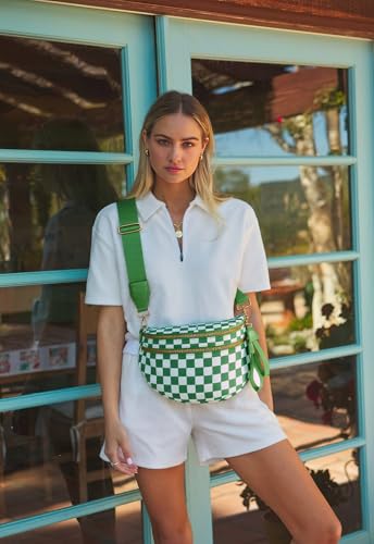 Image of FEIBOON Spacious Checkered Nylon Crossbody Bag Bum Bag Handbags Wallets for Women