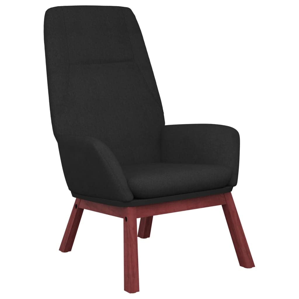 Poltrona relax in tessuto, per soggiorno, comoda poltrona imbottita, con telaio in metallo e gambe in legno di caucciù, moderna, nera