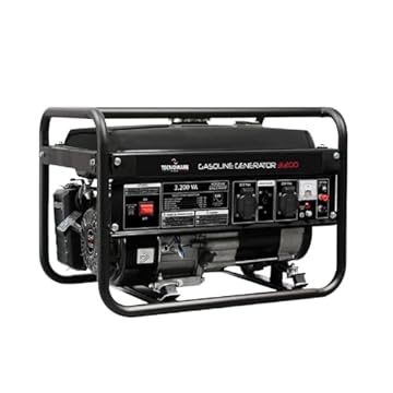 Tecnoware Power Systems - Generatore di Corrente a Benzina, Monofase 230 Vac 50 Hz, Potenza 3200 VA, 2 Prese SCHUKO 16A, Serbatoio 15 L, Motore 4 Tempi, AVR Stabilizzato, Nero