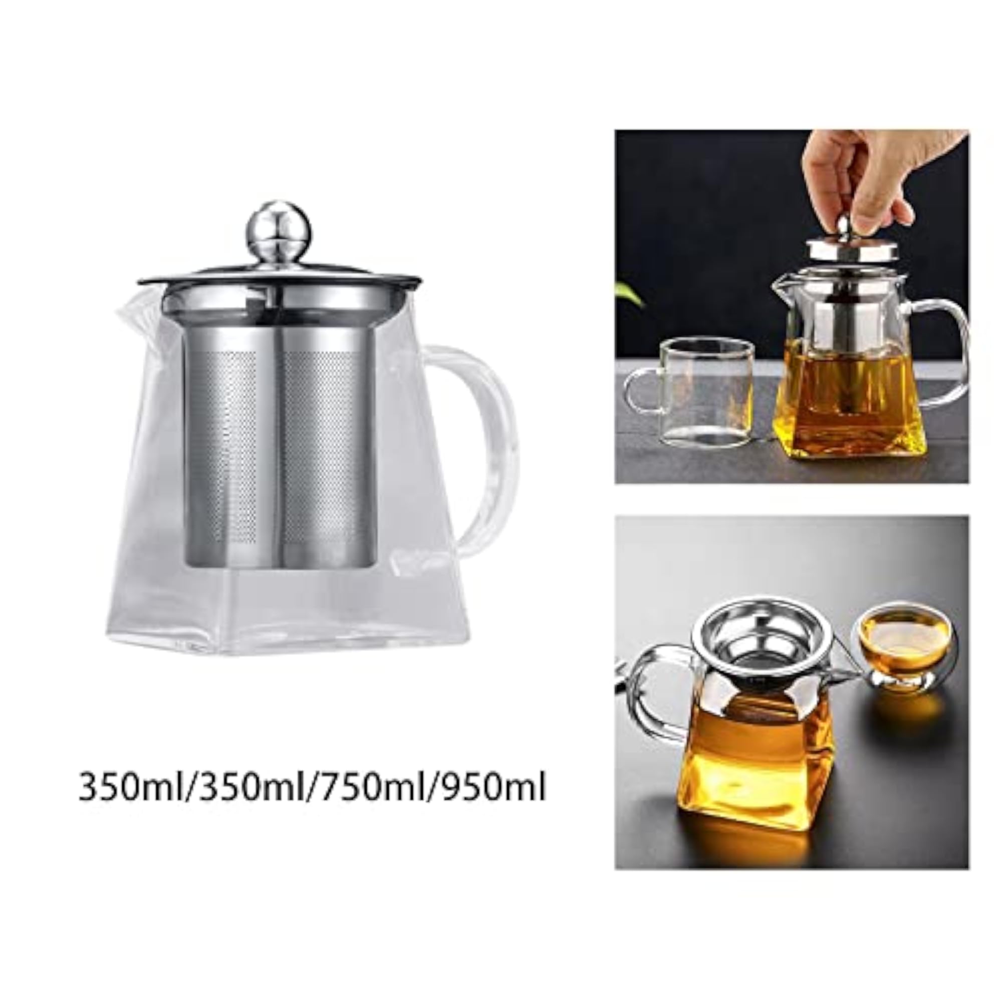 Glass Teapot with Strainer for Iced Tea Bags, 350ml