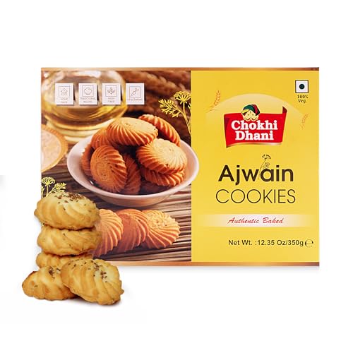 Chokhi Dhani Ajwain Cookies - 350 gm| Digestive Cookies | Tea Time Snacks | Bakery Biscuits Pack of 1
