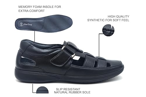 Image of Heels County Faux Leather Fisherman Sandals for Men