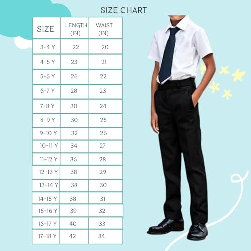 Image of White Cotton Trousers for Kids, Regular Fit