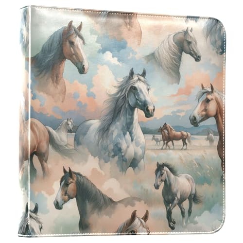 Álbum de fotos adhesivo DIY Scrapbook Albúm acuarela caballos corriendo 3 anillos encuadernador, 40 páginas, 8x10 para memoria miniatura 1