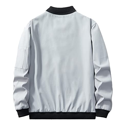 Image of URBANFIND Men's Slim Fit Lightweight Sportswear Jacket Casual Bomber Jacket US S Light Grey