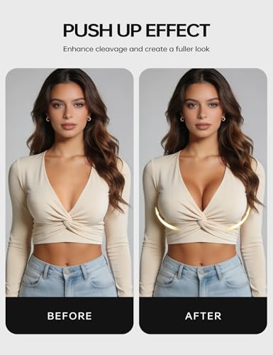 Image of Wingslove Women's Push Up Bra Deep V Plunge Underwire T-Shirt Bra Multiway 2 Cups Up