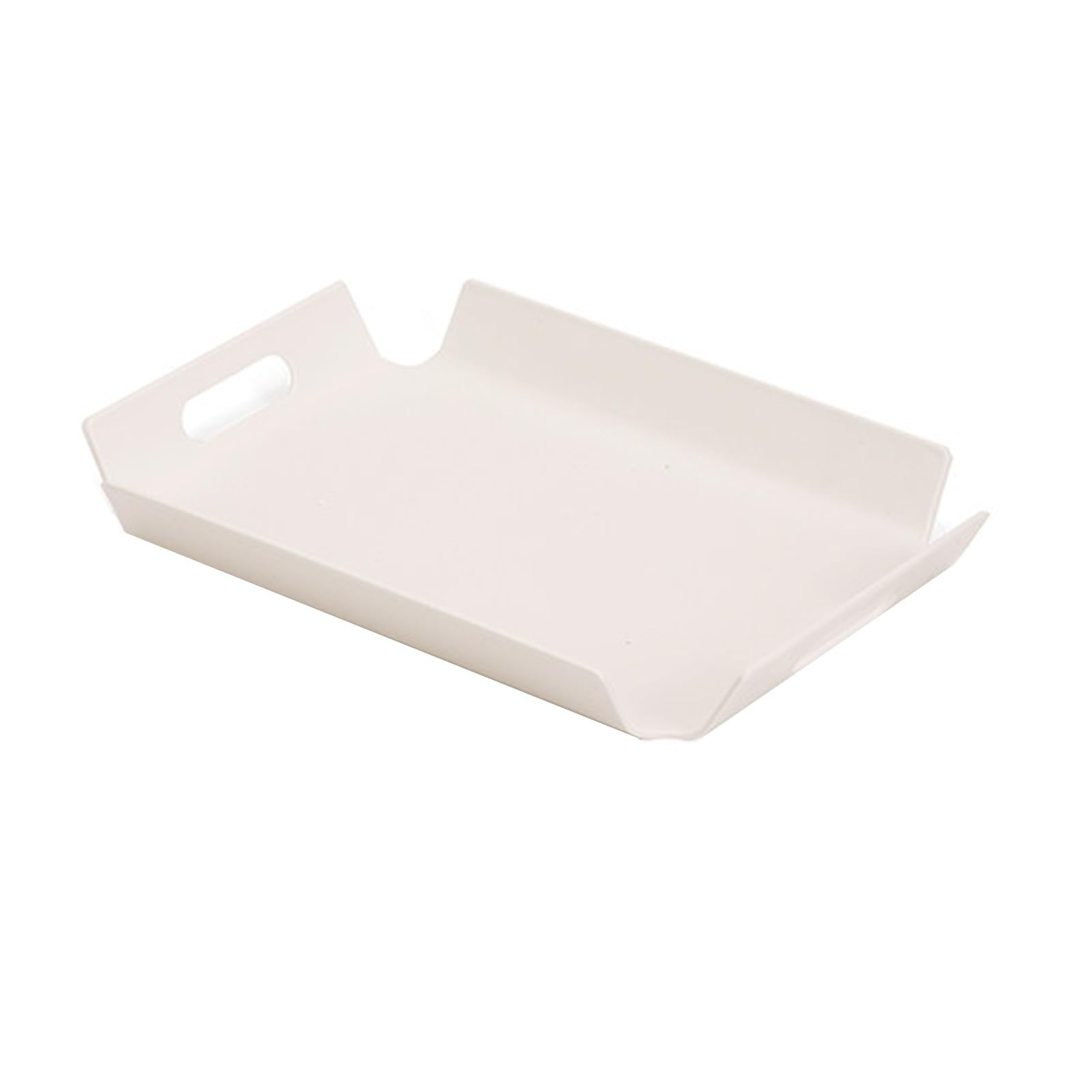 Plastic Household Tray,Rectangular Fruit,With Openwork Handle,Suitable for Coffee Shops and Milk Tea(White,38.7x27.8x4.6cm)