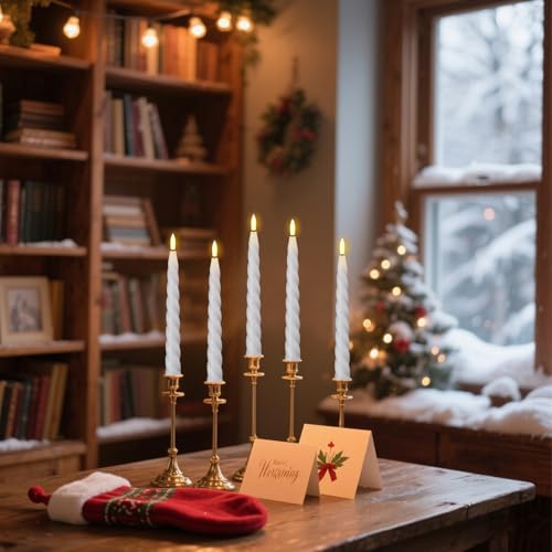 Image of Wondise Flameless Taper Candles with Remote Timer White