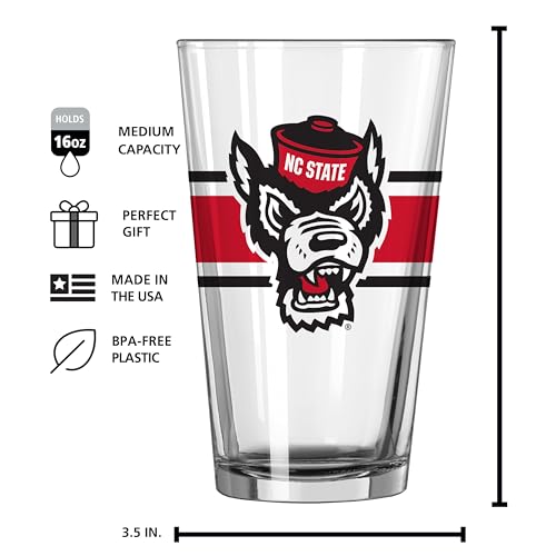 Image of Logo Brands NCAA 16 oz Pint Glass - Durable Glass With Bold Team Color- Chip-Resistant Rim Drinkware For Fans, Tailgates, Home Bars & Everyday Use