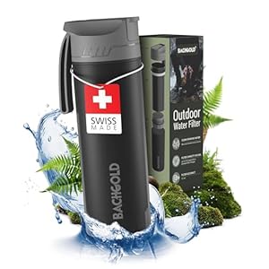 Bachgold Water Bottle with Filter – Water Filtration System Survival-Water Bottle – Portable Water Purifier – 99.99% Clearly Filtered Water – Health-Aware & Long-Lasting Water Filter Bottle