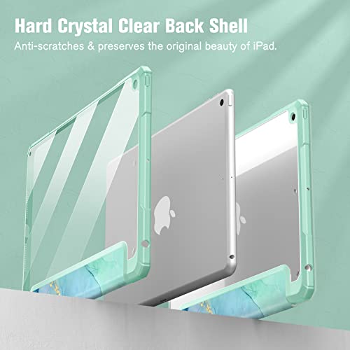 FINTIE Hybrid Case Compatible with iPad 9th / 8th / 7th Generation (2021/2020/2019) 10.2 inch - Shockproof Cover with Clear Back Shell w/Pencil Holder, Auto Wake/Sleep, Emerald Marble - Image 5