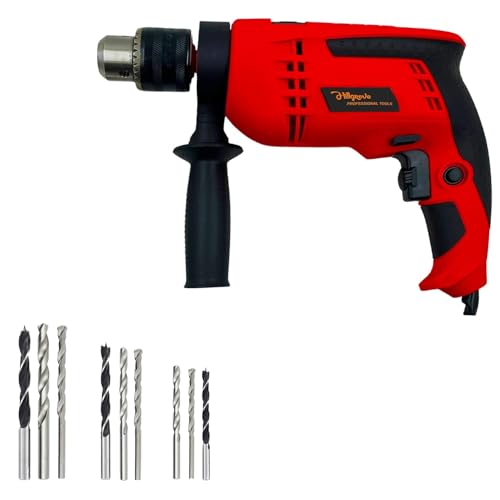 Image of Hillgrove HGCM1152M1 700W Power Drill Machine with 9Pcs All Type Drill Bits for Making Holes in Metal /Wood /Concrete with Reverse Rotation and Variable Speed Pistol Grip Drill (13 mm Chuck Size)