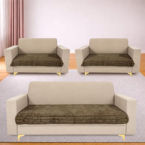 Image of Homerz Premium Rabbit Fur Sofa Cover with Anti-Skid Backing, Soft Plush Fabric Sofa Protector for Living Room Furniture (Coffee, 7 (3+2+2) Seater, Only Seat Cover)