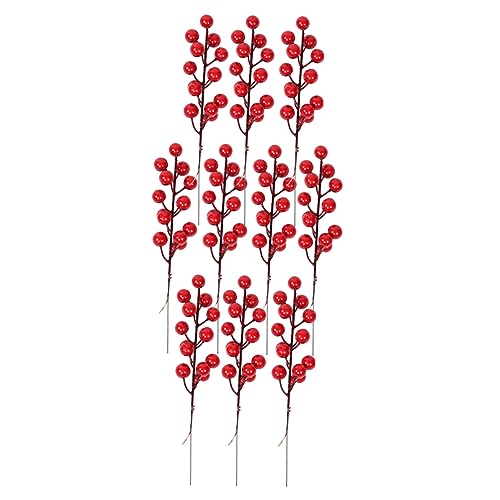 Cabilock 10pcs Artificial Berry Branch Artificial Berries Fake Berry Branches Red Berry Branches Fake Berry Christmas Home Decor Fake Red Berry Wedding Flower Fake Berries