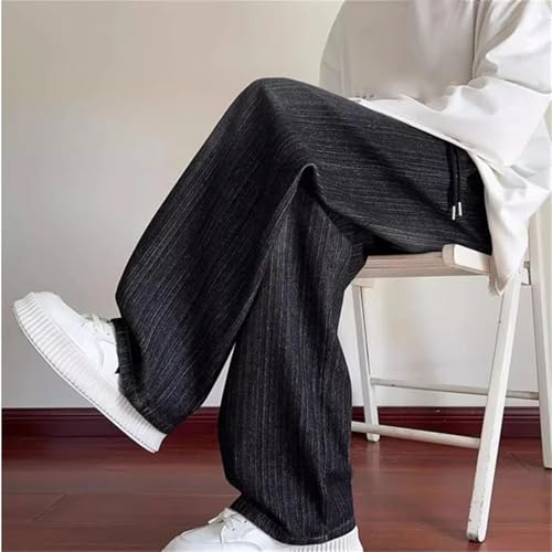 Mens Jeans Distressed Vintage Drawstring Straight-Leg Denim Pants Washed Baggy Streetwear Fashion2