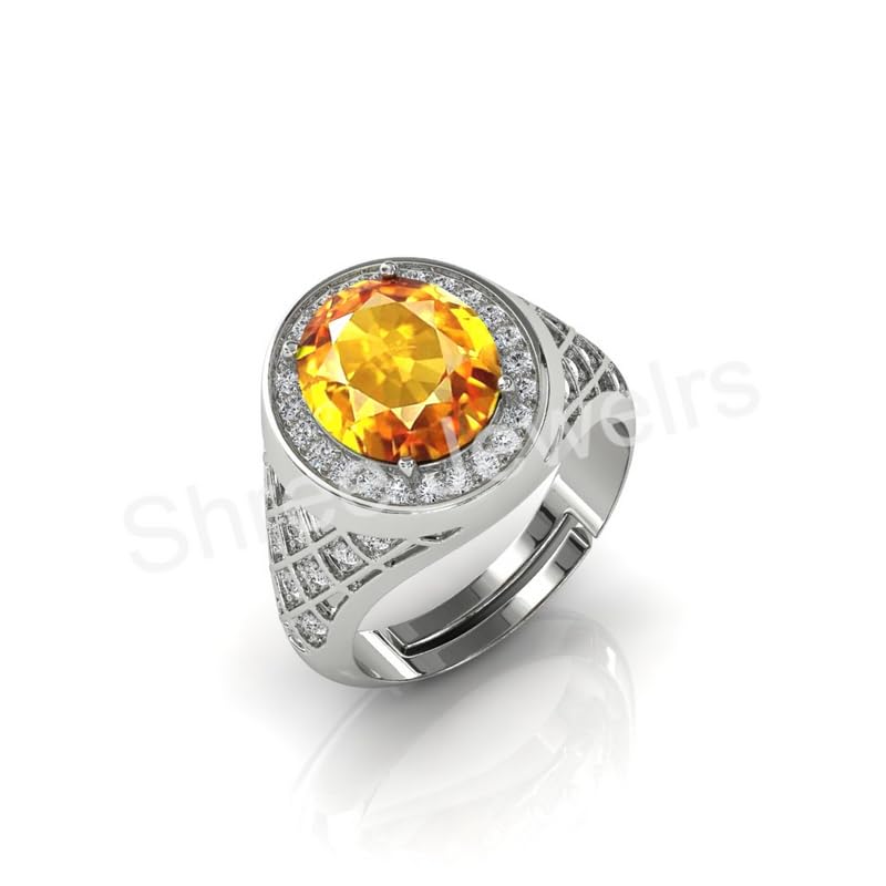 Bague en saphir jaune naturel rond et réglable pour homme et femme Shree Jewelrs