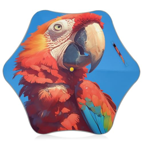 Parapluie pliant enfants réfléchissant et anti-UV à ouverture automatique motif perroquet