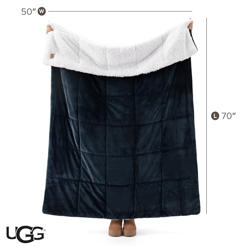 UGG Nita Throw Blanket, Reversible Plush Fleece, 50" x 70", Navy Blue - image 3