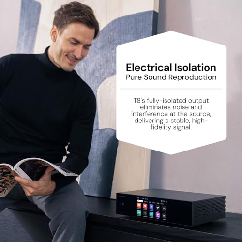 Image of Eversolo T8 Music Streamer Transport with Remote | Dual Femtosecond Clocks, Fully Electrical Isolation Output & Stream Tidal, Qobuz and More | IIS, Coaxial, AES /EBU, USB Audio, and Optical Output
