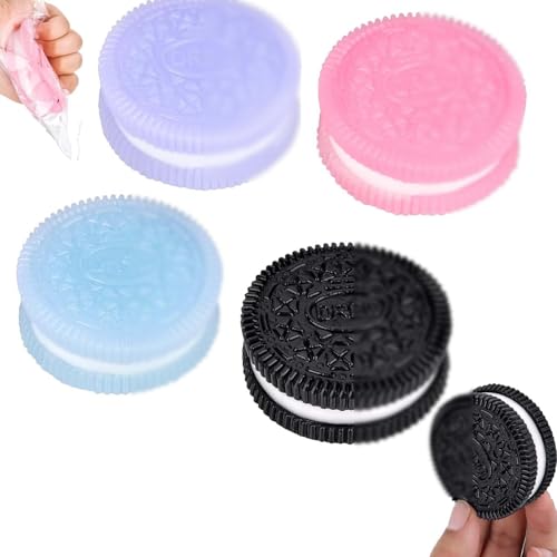 BDBFPAN 4 Stück Keks Anti-Stress Spielzeug, Druckfestes Quetschendes Spielzeug Set, Ultra-Soft Dekompressionsspielzeug, Rosa und Schwarz, Keks-Theme, Erwachsener
