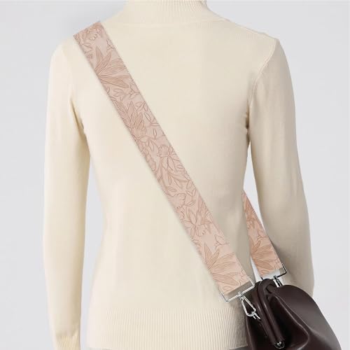 Image of Purse Straps Replacement Crossbody,Crochet Purse Strap for Handbags,Wide Shoulder Straps for Bags(1-Carved Light Brown)