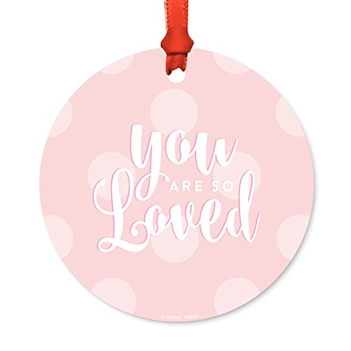 Andaz Press Round Metal Christmas Ornament, You are So Loved Girl, 1-Pack, Includes Ribbon and Gift Bag, Girls Kids Baby Present Gift Ideas