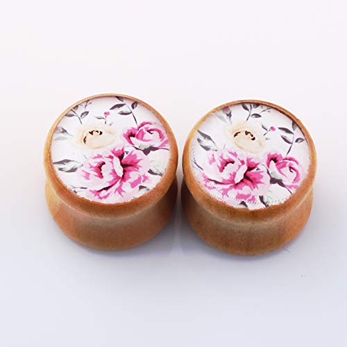 TIANCI FBYJS 5 Pairs Wooden Gauges Organic Wood Double Flared Ear Tunnels Expander Plugs Stretcher for Women Men 5 Style 8mm