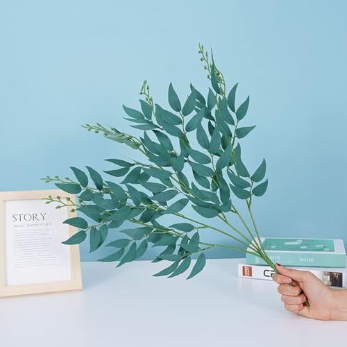 Image of SHAKTISM Artificial Willow Vine Wreath, Rattan Leaf Design, Faux Foliage Bouquet for Home Decor (Ice Tone)