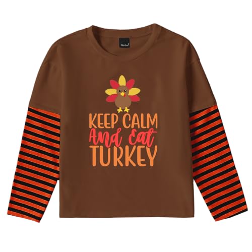Image of Remimi Unisex Kids Christmas Long Sleeve Shirt Xmas Print Stripe Shirts 2-12 Years