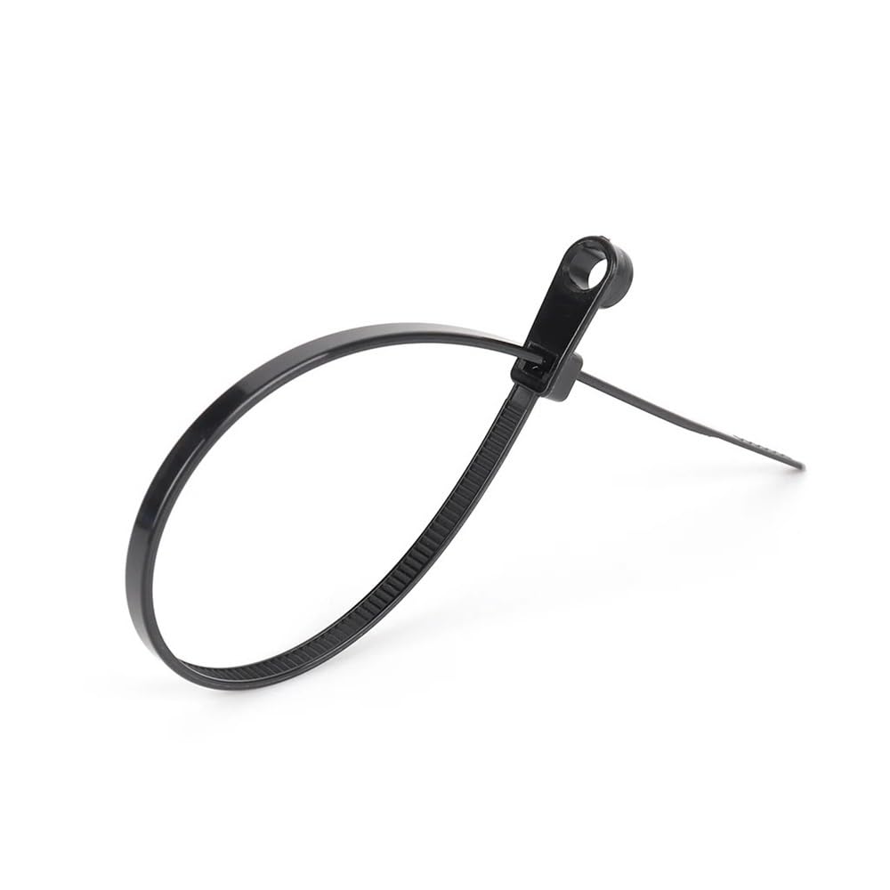 100 fascette stringicavo fisse, in nylon, autobloccanti, con foro per viti, organizer (5 x 200 mm)