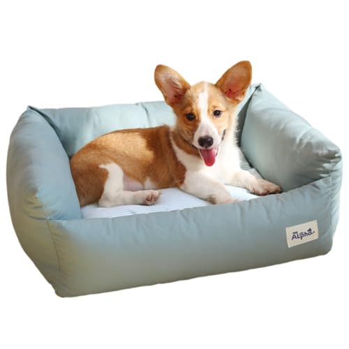 LALEER BIZ 新しい犬用ベッド、オールシーズン対応、取り外し可能で洗える、小型犬用ベッド、噛みつき防止、防湿、猫用ベッド、ペット用品 (グリーン,Lサイズ(20斤未満のペットに適しています))