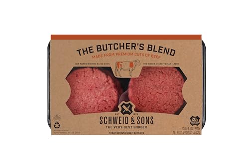 Schweid and Sons, Butcher's Blend, Beef Burgers, 80% Lean/20% Fat, 1.325 lb, Pack of 4