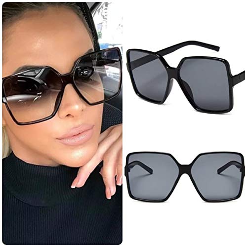 No Name Ltd Oversized Sunglasses Women/Womens Square Frame Sun Glasses/Big Celeb Designer Styling Retro Vintage Festival Ibiza 2026 (Black Gradient)