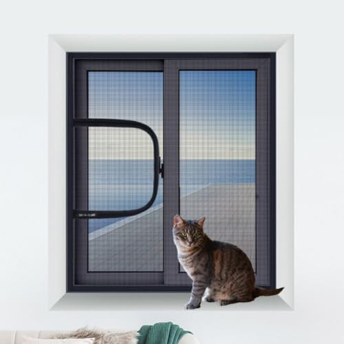 Custom Size Window Safety Net, Fly Anti-Mosquito Insect Window Mesh Net, Semi-Tansparent Birds Cat Window Screen, Self-Adhesive Netting with Zipper for Balcony