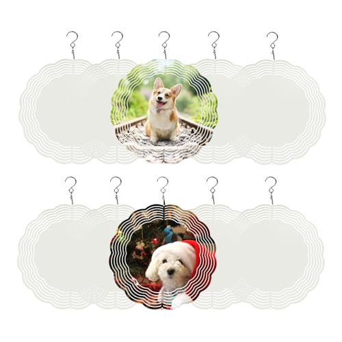 Image of 10 Pack 8 Inch Sublimation Wind Spinner Blanks,Wind Spinners Sublimation Blanks 3D Aluminum Metal Wind Spinners for Yard and Garden Indoor Outdoor Window Porch Decoration Round (10 Pcs 8 Inch)