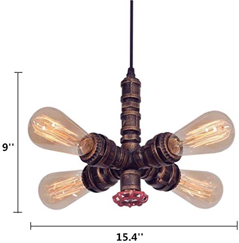Hyykj-Us Industrial Steampunk Pendant Light 4 Lights Water Pipe Pendant Light Chandelier Vintage Steam Punk Hanging Lamp Lighting Fixture #TOP1