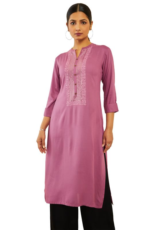 Image of Soch Women Rayon Regular Fit Regular Kurtas