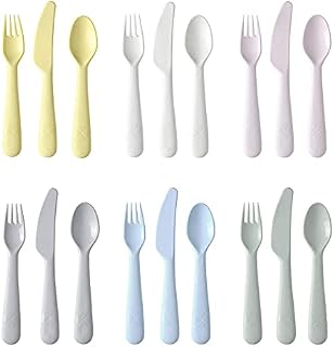 IKEA Kalas Baby/Toddler 18 Piece Cutlery Set, Pastel Multicoloured, BPA Free