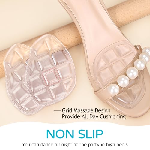 Image of Ball of Foot Cushions for Women 2 Pairs | 4ct Gel Blister Bandages for Feet, Blister Cushion for Heel, Toe, No Slip Metatarsal Pads for Reduce Heel, Toe & Foot Pain, Clear