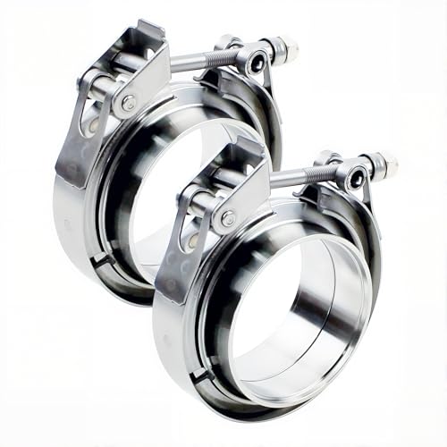 ROADFORMER 5 Inch V Band Clamp with Male Female Flanges, 304 Stainless Steel Quick Release Exhaust Clamp for 5" OD Pipe, Turbo Downpipe Muffler Intercooler Piping, 2 Pack