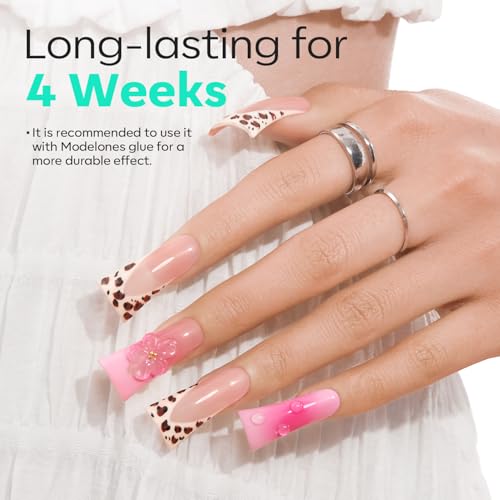 Image of Modelones Duck Nail Tips Short Flare Pre-shape Half Cover Soft Gel Wide Kit