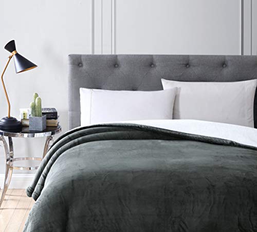 Chezmoi Collection Micromink Sherpa Reversible Throw Blanket (Queen, Gray) #TOP1