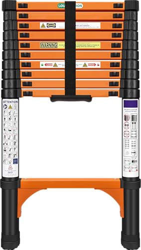 10.5FT Telescoping Extension Ladder for RV Attic Home Multi-Purpose Collapsible Ladder with Non-Slip Feet Lightweight Retractable Telescopic Ladder