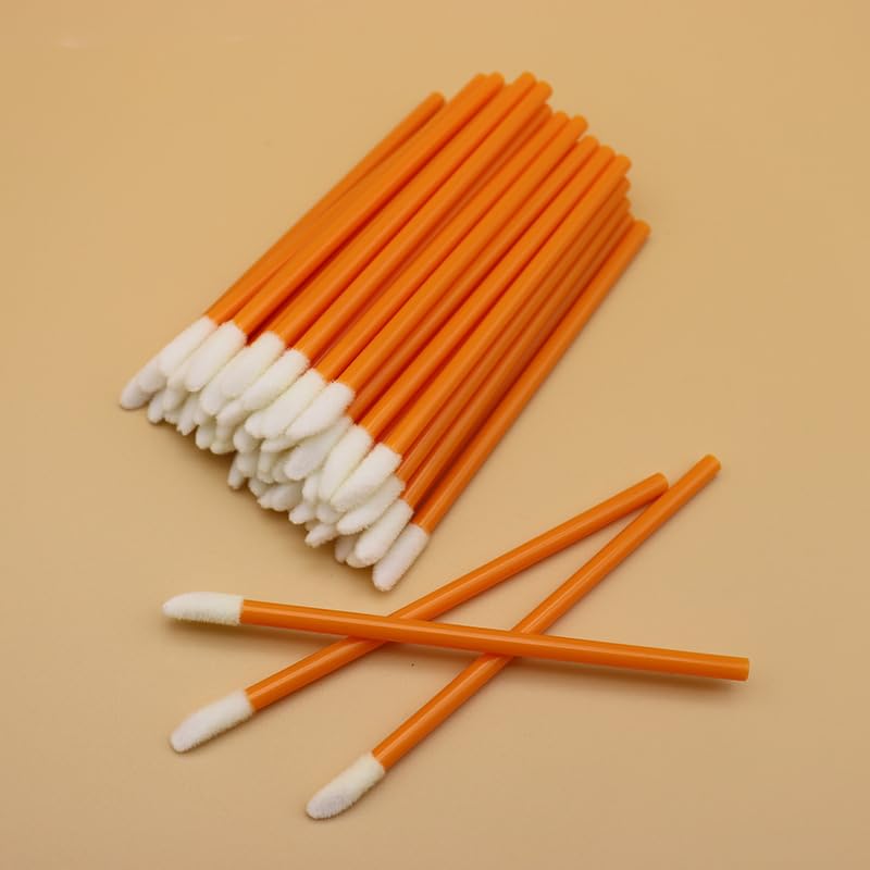 300Pcs Disposable Lip Brush Applicators, Black Lipstick Applicators, Disposable Nail Brushes, Lipstick Gloss Wands for Makeup, Nail Art, Painting, Detail Brush (Orange)