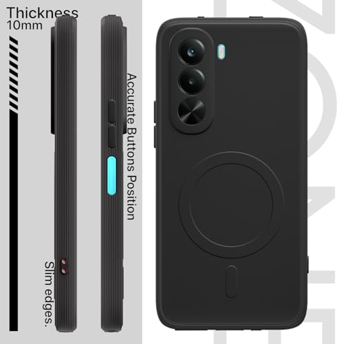 Image of Pikkme Back Cover for Realme P4x 5G Soft Matte Silicone Mag-Safe Design (Mag-Safe Not Support) Camera Protection | Slim Fit Bumper Cover (Black)